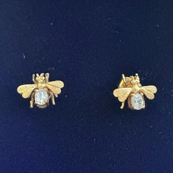 Gold Bee Stud Earrings - Picture 1 of 3